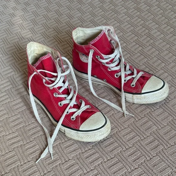 Converse Red High-Top Canvas Sneakers with White Accents - Picture 3 of 13